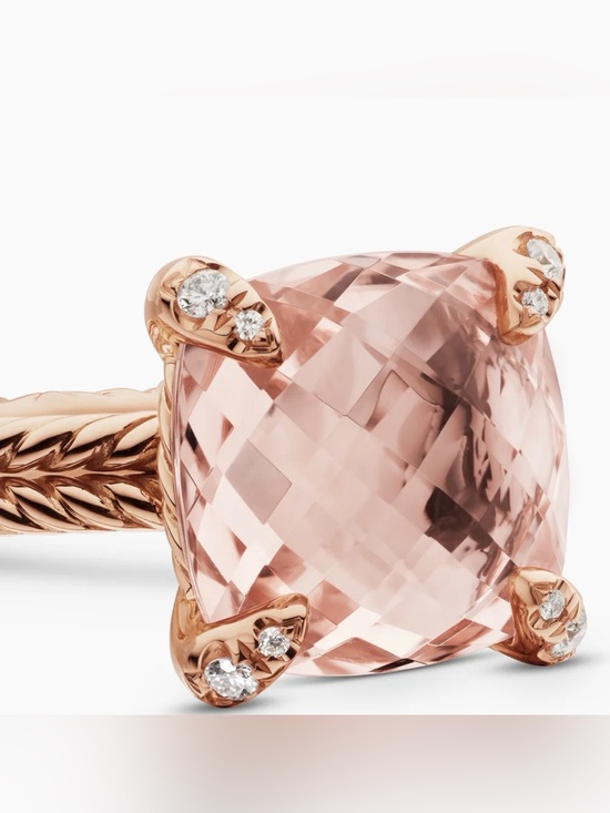 David Yurman Jewelry - David Yurman CHATELAINE RING 11mm 18K RoseGoldMorganite w/ Diamonds